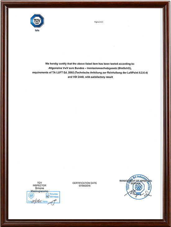 Certificates TA Luft